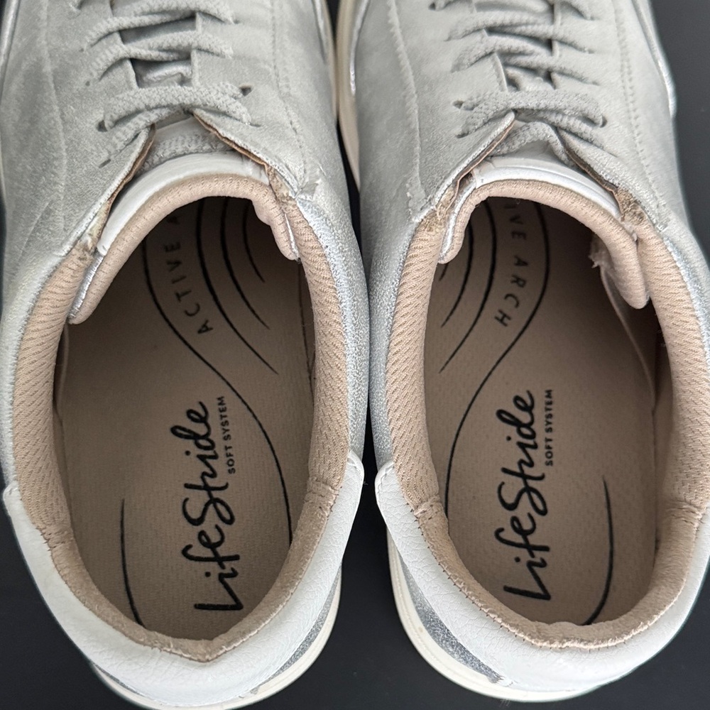 Life Stride Silver and White Women's Sneakers - Picture 2 of 5